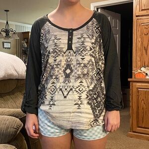 Maurices Black and Cream Patterned Top